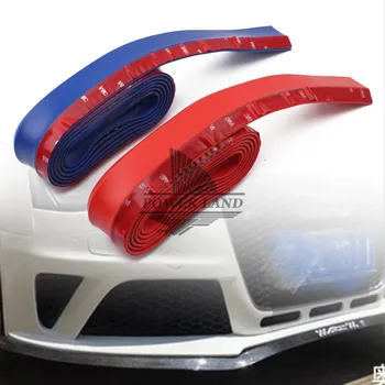 

2.5M Universal Car Front Bumper Rubber Protector Lip Splitter Body Spoiler Car Styling Multi Deflector Car Rubber Strip Blue/Red