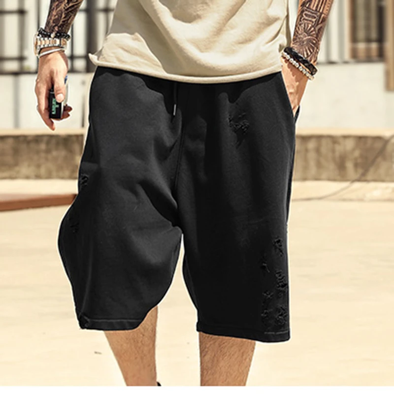 Verano casual shorts hombres algodón de los hombres de moda negro agujero  rasgado pantalones Street Style hombres Loose Beach shorts|casual shorts  men|beach shortscasual shorts - AliExpress