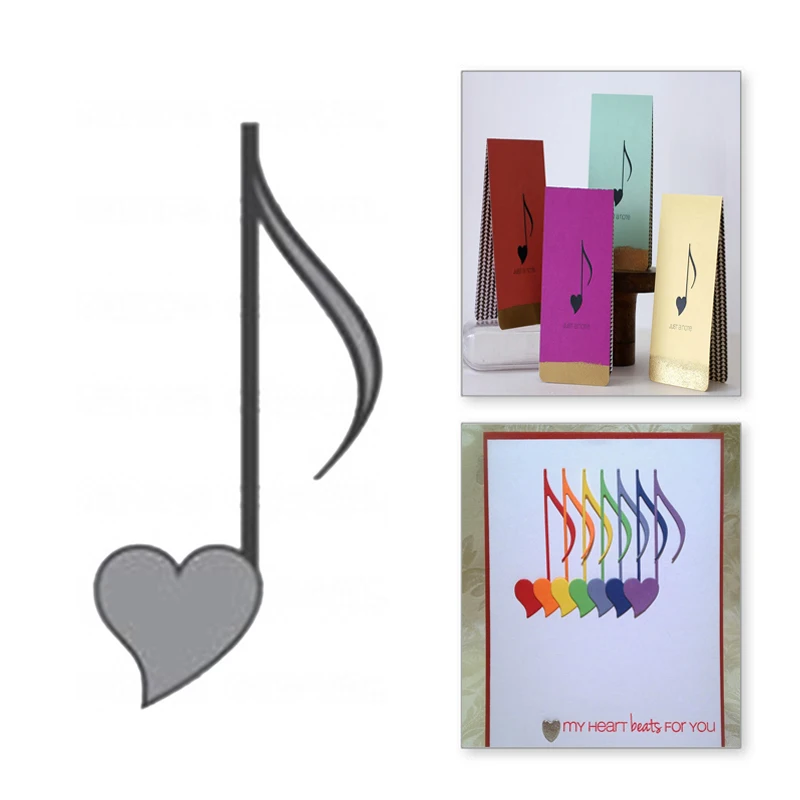 

YaMinSanNiO Heart-shaped Music Symbol Metal Cutting Dies For Scrapbooking Decorative Plush dies Craft Paper Cards Making Die cut