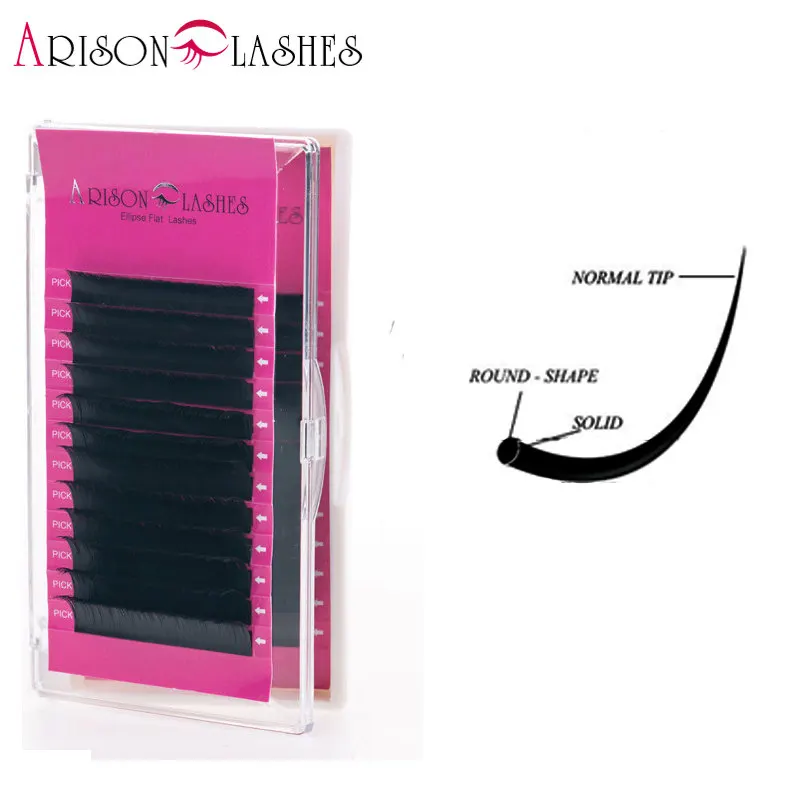 

Ariosn lashes 1 tray CD eyelashes extensions 8 9 10 mm Ellipse Flat Individual Lashes Mix or single False lashes free shipping