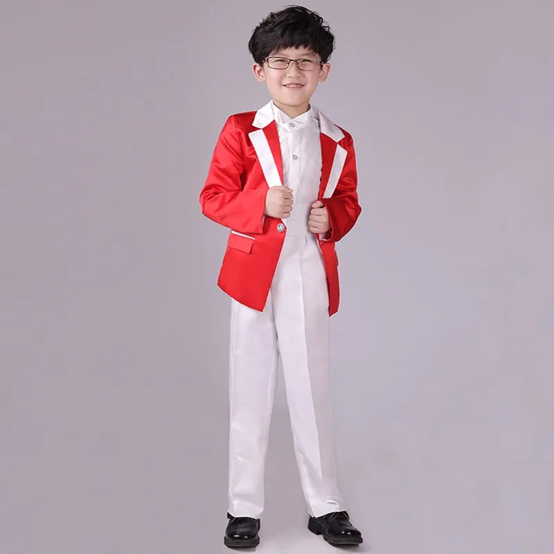 Многоцветный мальчик пиджаки для джентльменов Куртки костюмы для выпускного Костюмы на свадьбу для мальчика Детские блейзеры Штаны костюм для выпускного модные детский смокинг