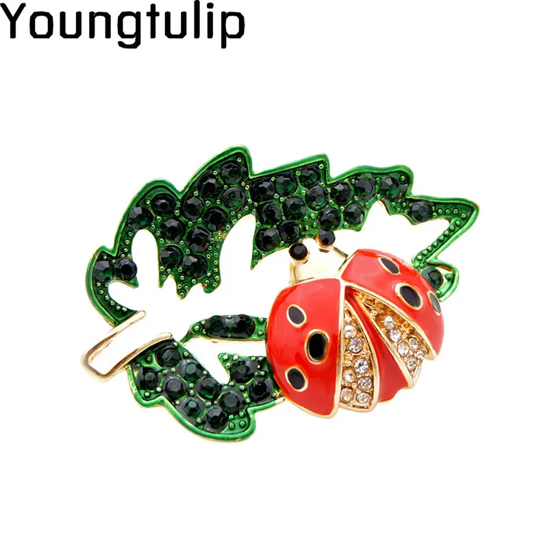 

Young Tulip 2019 Sample Green Leaf Beetle Brooches For Women Bright Pins Jewelry Accessory For Kids Friend Gifts High Quality