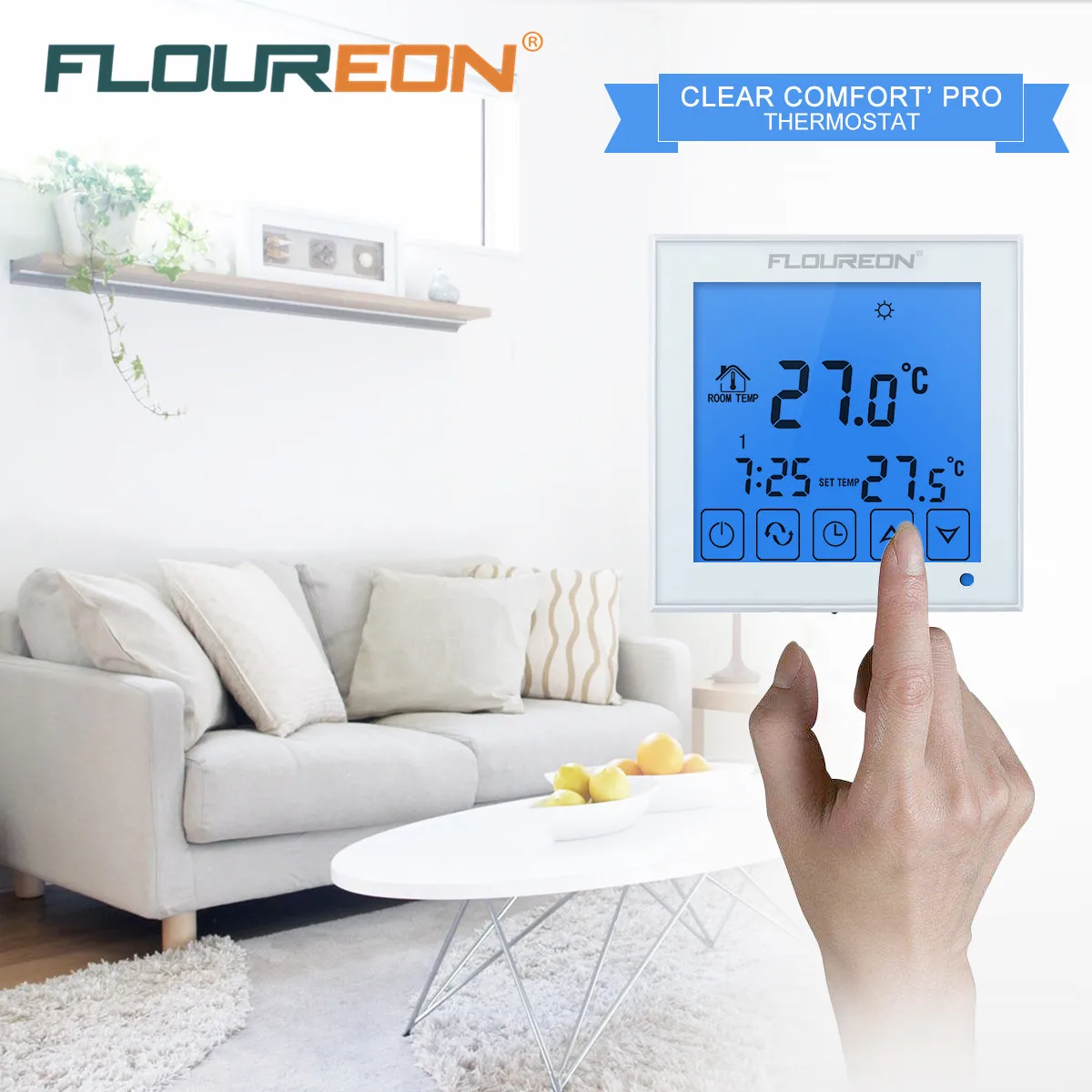 

Floureon HY03WE-1 Digital Electric Heating Touch Screen Thermostat White Programmable Thermoregulator Control For Floor Heating
