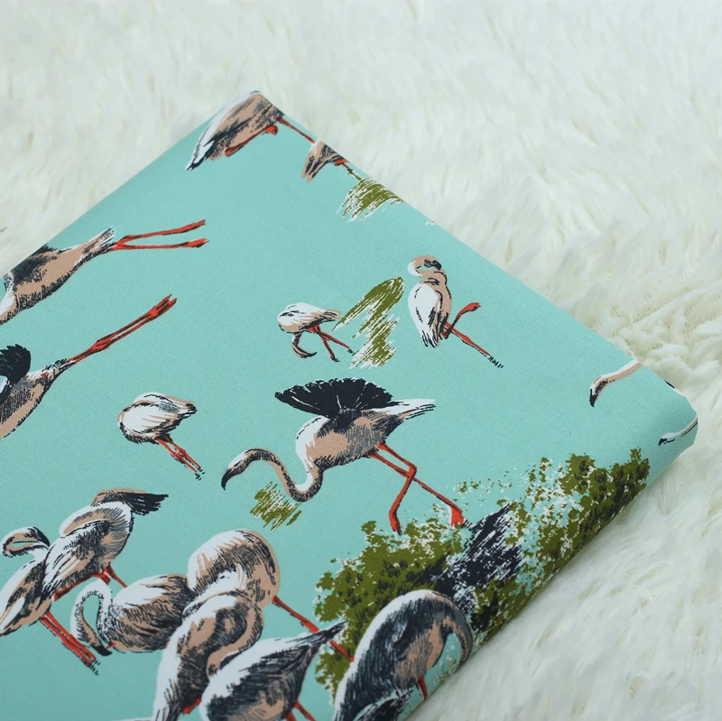 

Cartoon Flamingo Printed Cotton Fabric Patchwork Printing Cotton Twill Fabric DIY Quilting Cloth For Bedding Blanket Kid & Child