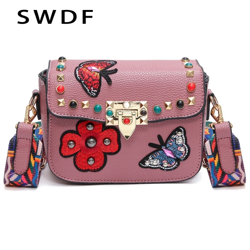 

2019 Women's Handbags Ladies Designer Rivet Flap Shoulder Bag Hot Sale Retro Leather Color Shoulder Strap Woman Messenger Bags
