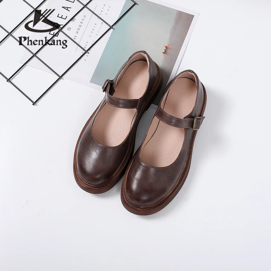 

100% Genuine cow leather lady flats Sandals shoes vintage handmade casual oxford shoes for women brown summer