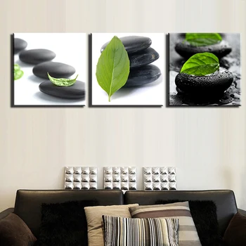 

Limited Real Wall Art Paintings Free Shipping 3pcs Stone Leaves Panels Canvas Set Print On Wall Painting Decorative No Framed