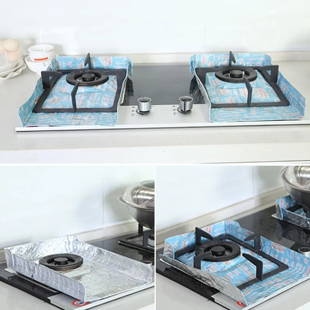 2 PCS Kitchen Gas Stove Aluminum Foil Anti oil Pad Baffle Plate
