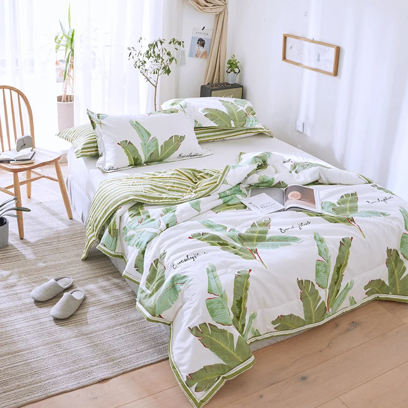 

Fashion Tropical Style Summer Comforter Sets Cotton Bed Linens Quilt And Pillowcase Twin Full Queen Size Boys Girls Bedding Set