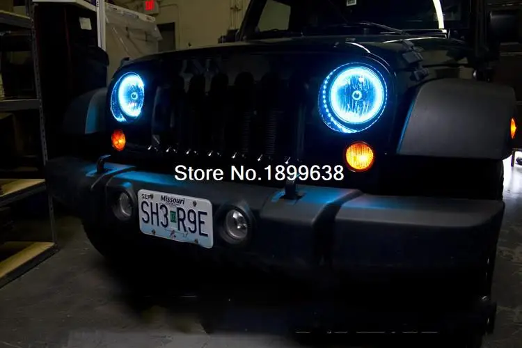 Для Jeep Liberty KJ 2000 2001-2007 светодиодный периметр фары кольца halo многоцветный RGB angel demon eyes