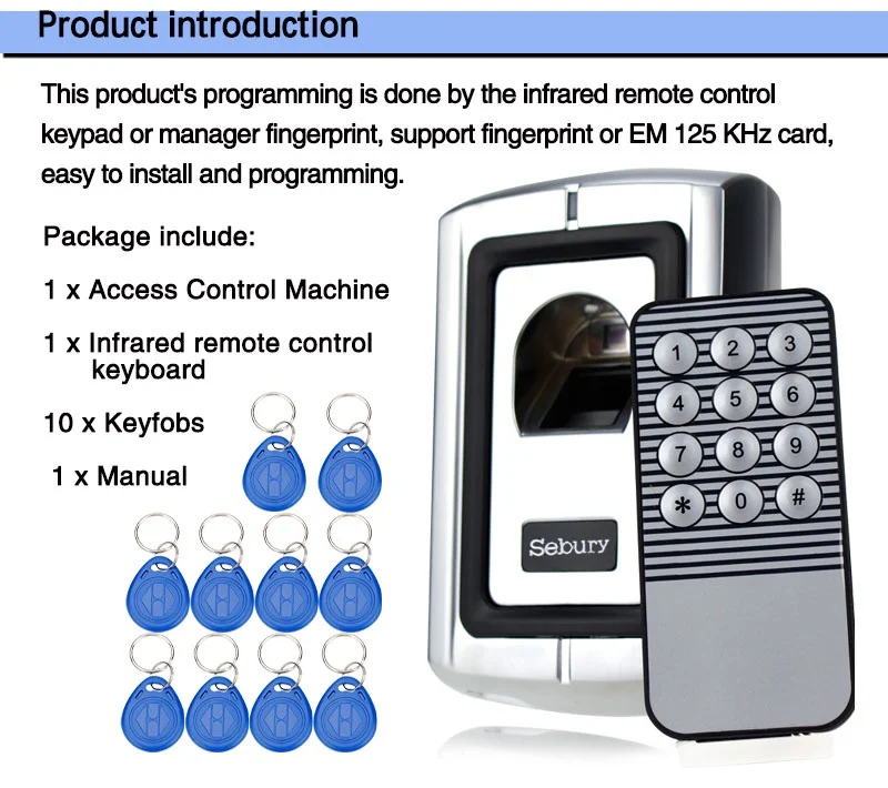 125 кГц RFID сканер отпечатков пальцев без клавиатуры дверные замки с металлической чехол доступа по отпечаткам пальцев Управление; может устройство для чтения карт