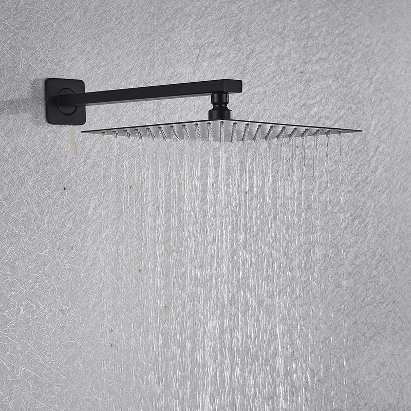 Matte Black Bathroom Shower 3-Functions Black Digital Shower Faucets Set Rainfall Shower Head 3-way Digital Display Mixer Tap