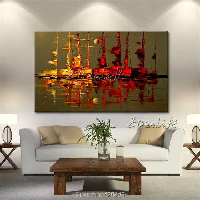 Canvas Painting Yacht Ship Sailing Boat Hand Painted Modern Abstract Canvas Painting Yacht Ship Sailing Boat Hand Painted Modern Abstract Wall Art Pictures For Living Room