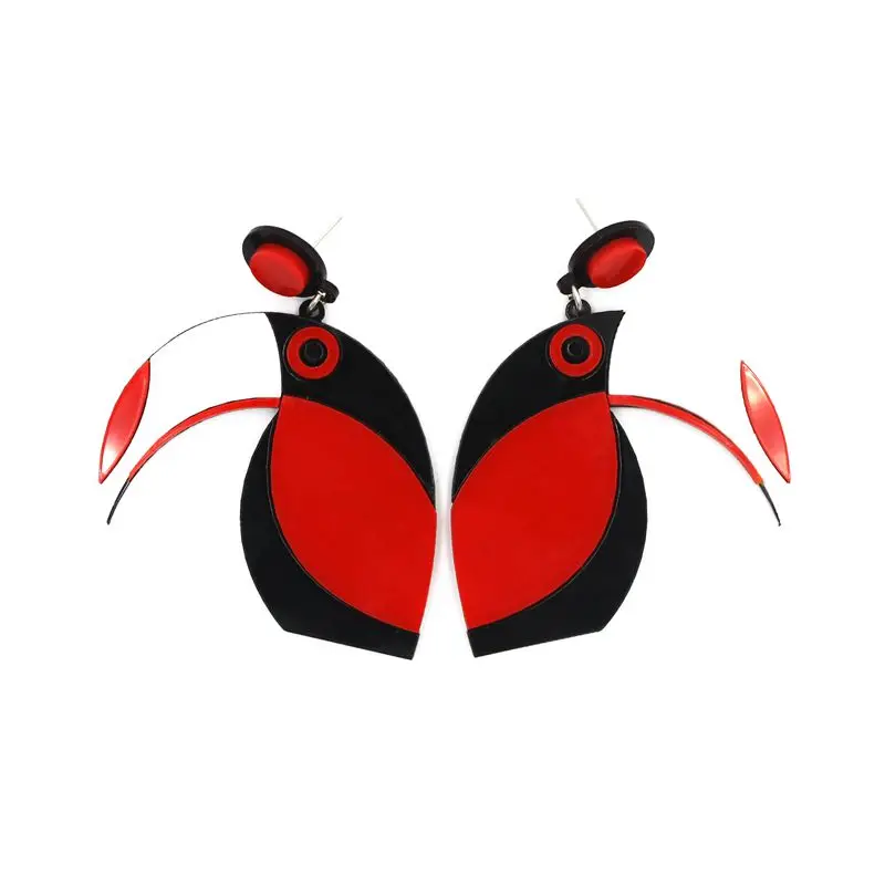 

Hip Hop Jewelry Parrot Earrings Long Acrylic Animal Night Club Women Jewelry