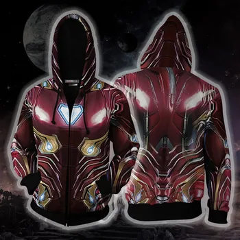 

2019 Avengers:Endgame new Iron Man Hoodies Cosplay Costumes 3D Print Men and women Hoodies Sweatshirt Casual sports Jackets