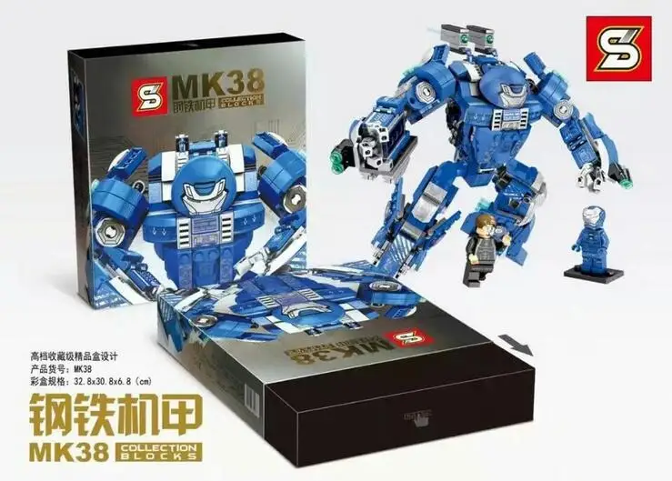 

Marvels Super Heroes SY MK38 MK46 MK1 Captain America Armor Iron Man Mark38 Hulkbuster Building Blocks Eductaional Learning Toys