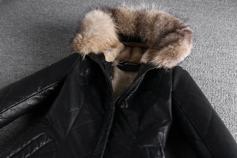 Осенне-зимние толстые бархатные Куртки из искусственной кожи на молнии с натуральным мехом женские тонкие пальто средней длины с капюшоном OL с длинным рукавом