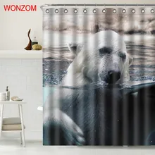 WONZOM Polar Bear Polyester Fabric Dolphin Shower Curtain Bathroom Decor Waterproof Animal Cortina De Bano With 12 Hooks 2017