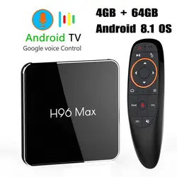 Голос Управление H96 MAX X2 4 GB 64 GB ТВ Box Android 8,1 S905X2 USB3.0 H.265 4 K Wifi Декодер каналов кабельного телевидения 4 GB 32 GB Netflix Youtue H96MAX