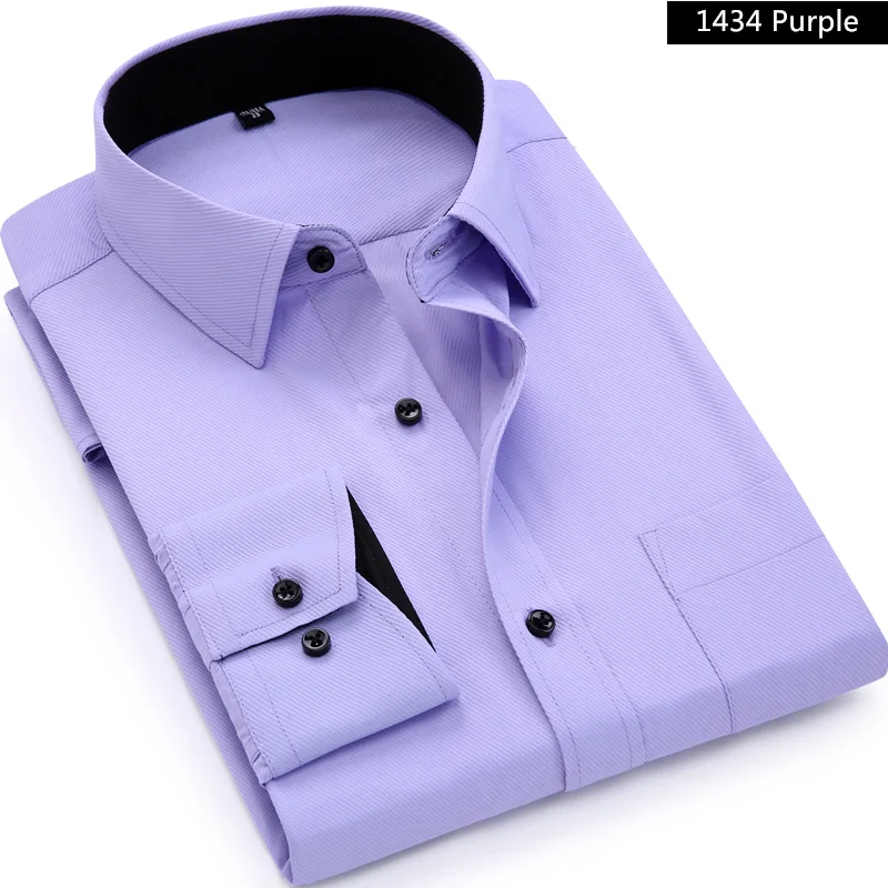 Новинка года для мужчин рубашка с длинными рукавами Slim Fit Стиль Дизайн однотонный деловой Повседневное платье мужской социальной Брен - Цвет: 1434