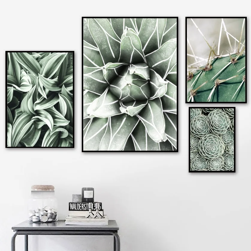 

Green Cactus Succulent Orchid Leaves Wall Art Canvas Painting Nordic Posters And Prints Wall Pictures For Living Room Wall Decor