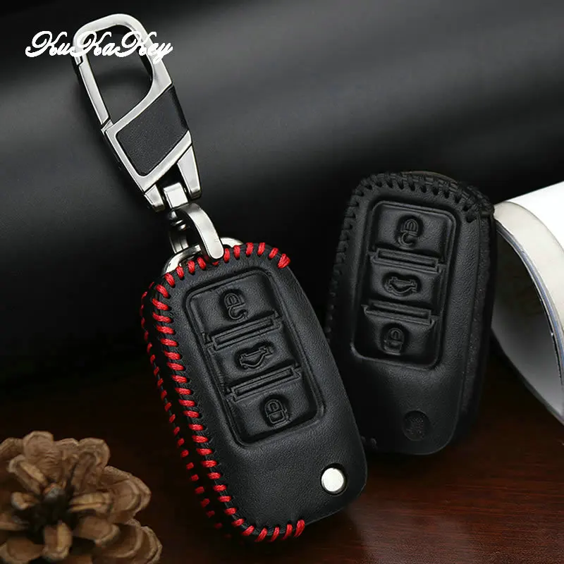 Кожаный чехол для автомобильного ключа VW golf Skoda Yeti Superb Октавия Рапид SEAT leon ibiza 3