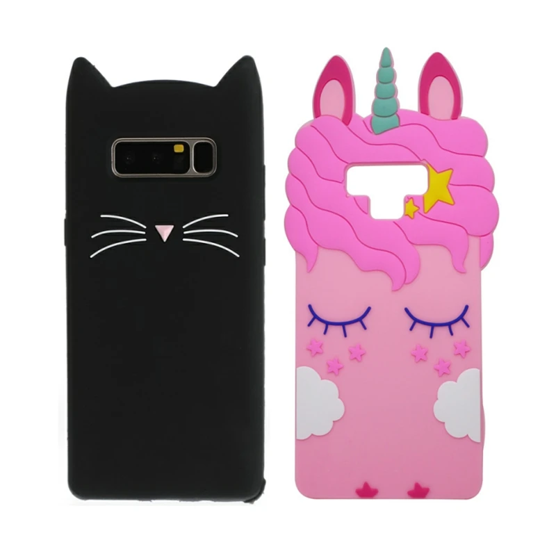 

Silicone Case For Samsung Galaxy Note 5 8 9 Case Soft Cat Unicorn Cover For Samsung Galaxy S9 Plus Cover S6 S7 edge S8 Funda