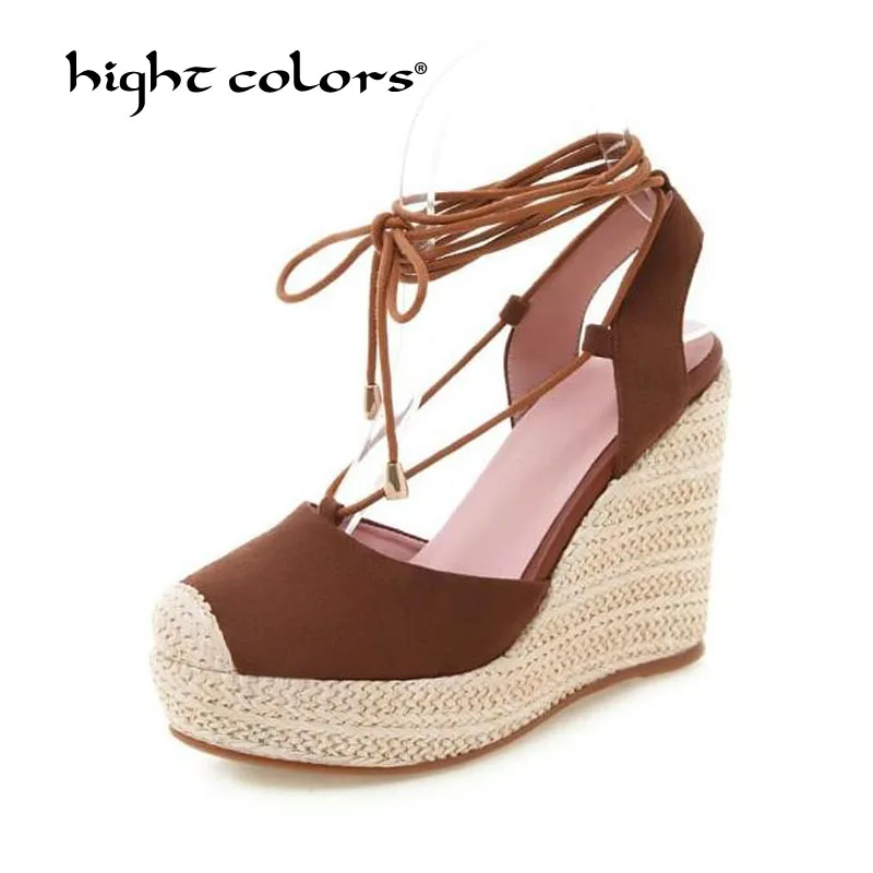 

Plus Size 34-43 Summer Style Sheep velvet Women Wedge Sandals Fashion Platform High Heels Women Sandals Ladies Casual Shoes