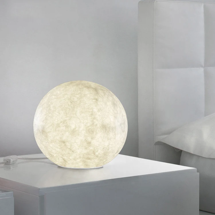 

Modern glass ball moon table lamp creative LED art deco desk light fixture for living room bedroom bedside lamp office lamp E27