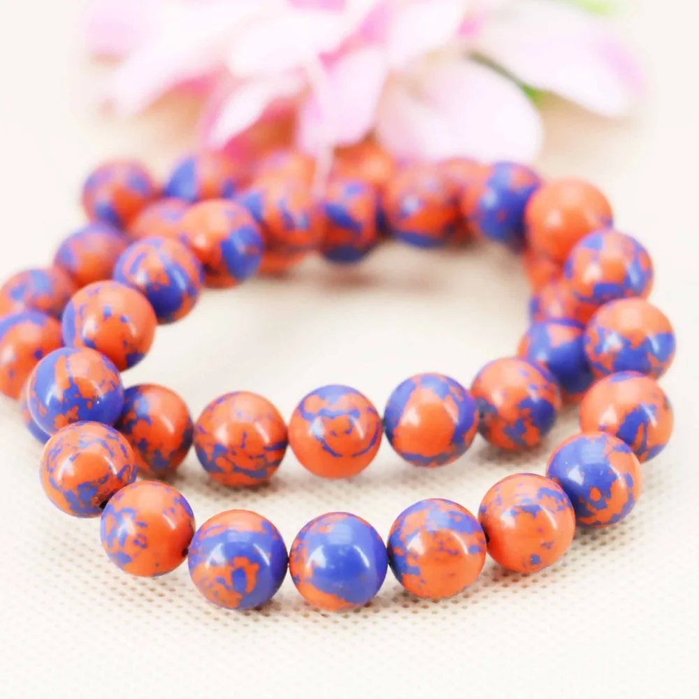 

10mm beautiful Red Blue Turkey stone Round loose DIY beads women Jewelry crafts making design 15" 2pc/lot Girls Gifts