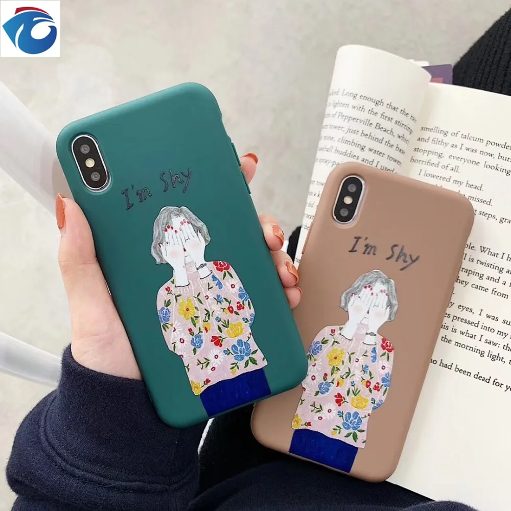 Чехол для мобильного телефона HUANQING Cute shy girl iphone XS Max 6 6S 7 7Plus 8 8Plus мягкий чехол с