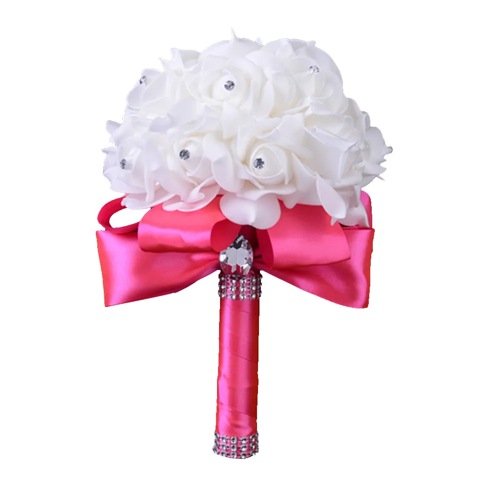 artificial flowers cheap Crystal eternal rose Bridesmaid Wedding