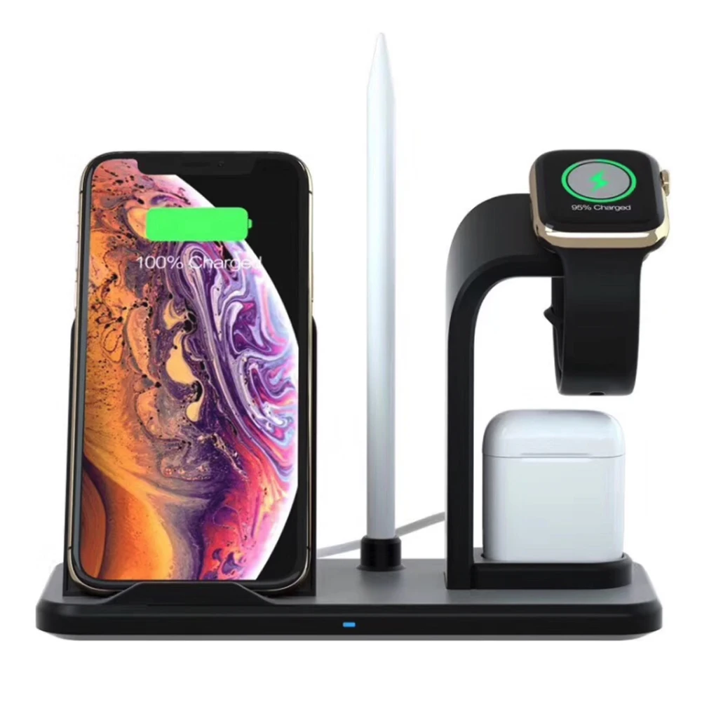 Беспроводной Qi 3 в 1 держатель подставка зарядное устройство для Apple Watch серии 4 3 2 Iphone XS MAX XR 8 Plus X 8+ ipwatch Airpods станция