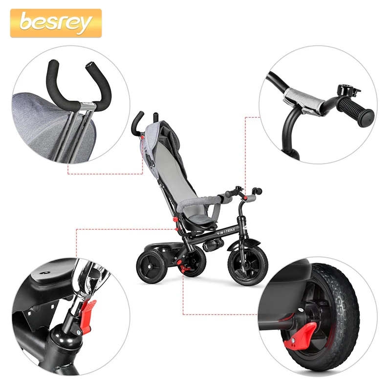 Besrey Kids 4 in 1 Tricycle Trike Push 