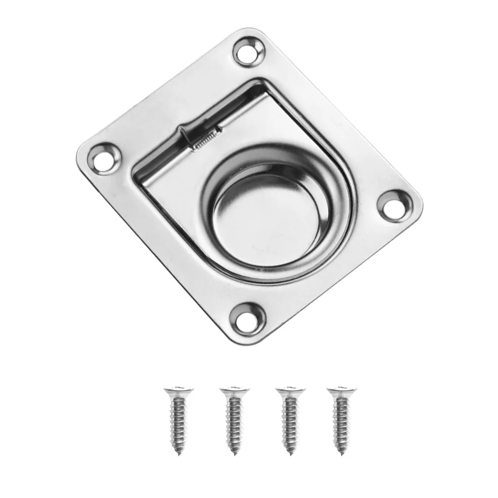 Marine Grade 304 Stainless Steel Ring Handle Flush Hatch Locker 56 x 66mm