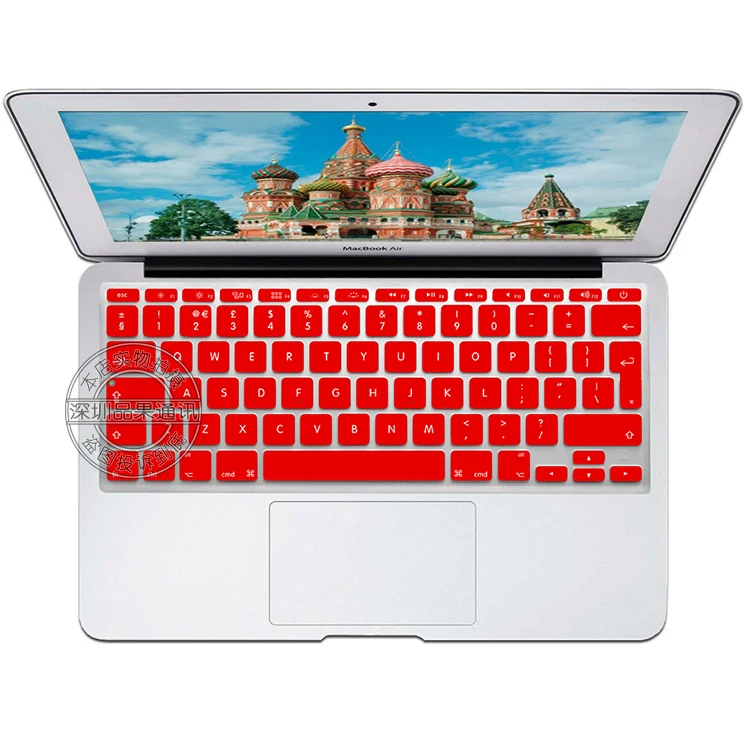 ЕС/UK макет английский красочные силиконовые защиты стикер клавиатуры кожи для Mac Macbook Air 1" air11 дюймов 11.6 воздуха - Цвет: red