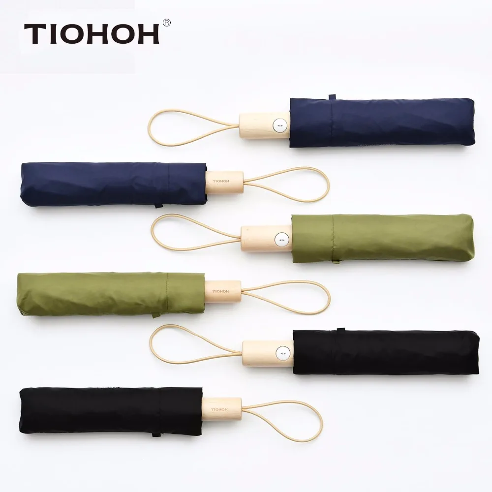 

Tiohoh Three Folding Umbrella Men Women Canada Maple Handle Rain Umbrellas Windproof 8K 190T Pongee Cloth Waterproof Paraguas