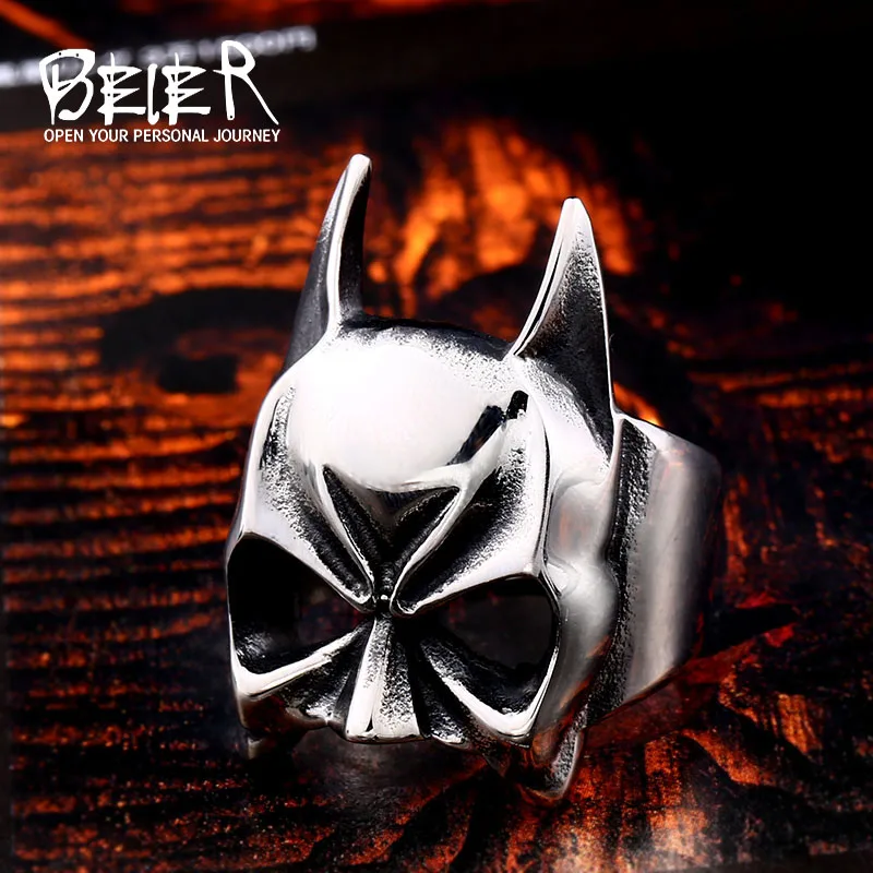 

Beier new store 316L Stainless Steel Fashion Batman Men's Ring Gothic Mask Film High Quality Jewelry for dropshipping LLBR8-650R