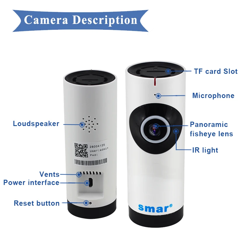 Smar HD 720P Беспроводная ip камера 360 градусов панорамная рыбий глаз ночного видения