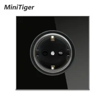 Minitiger Новое поступление кристальная стеклянная панель 16А стандарт ЕС настенная розетка с заземленным замком для защиты от детей