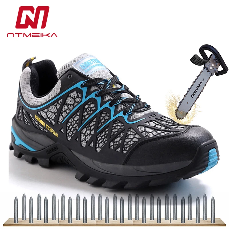 

Cow Leather Men Safety Shoes Steel Toe Breathable Casual Work Boots For Men Puncture-proof Protective Footwear