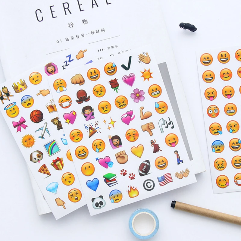 

4 Pcs/Lot Emoji Cartoon Stickers Expression Adhesive Sticker Decoration for Diary Phone Notebook Stationery School Supplies
