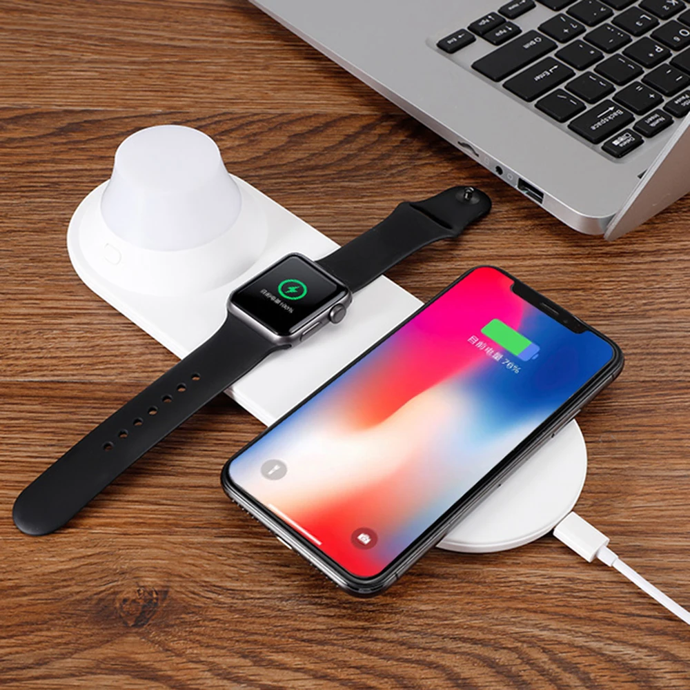 

2-in-1 Quick Charge QI Wireless Charger for iPhone X XS MAX XR 8 Full Load 3-in-1 Charge Pad for Airpods 2019 Apple Watch 4 3 2