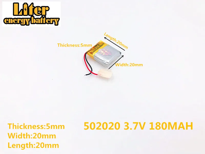 

Liter energy battery 3.7V 180mAh 502020 plug Lithium Polymer Li-Po Rechargeable Battery For MP3 MP4 MP5