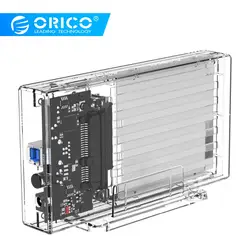 ORICO 2 Bay 2,5 "HDD чехол SATA к USB 3,0 прозрачный жесткий диск вспомогательное устройство UASP для 7-9,5 мм HDD SSD с 5 в адаптер