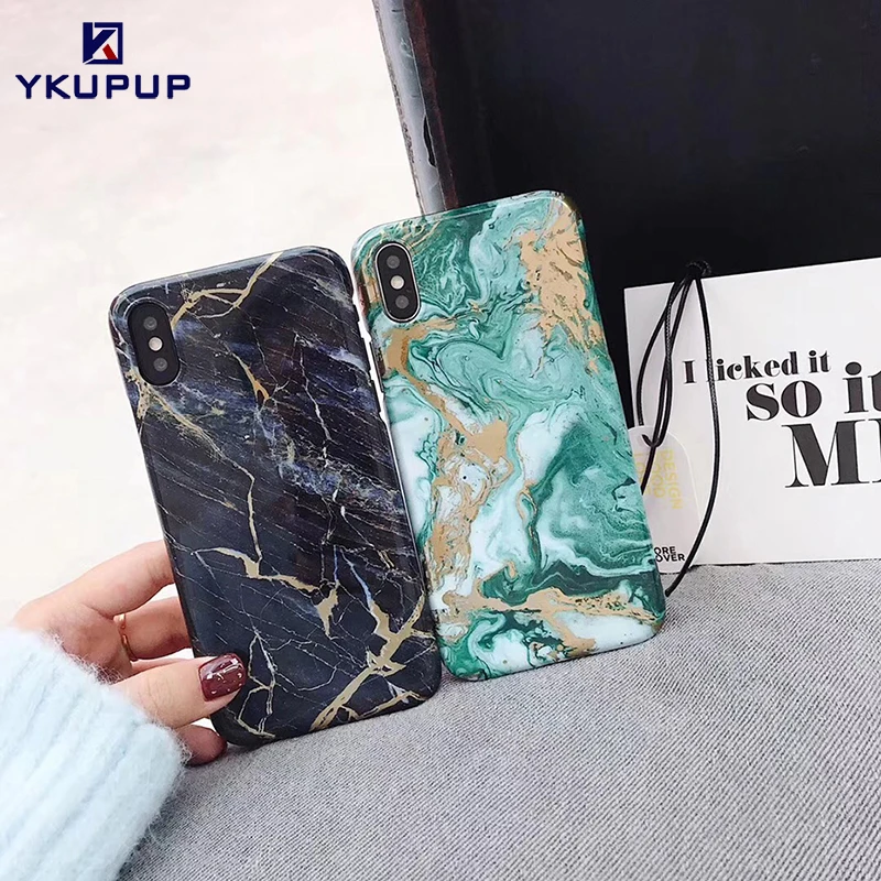 YKUPUP Luxury Ink oil painting marble texture Phone Case For iphone X 6 6S 7 8 Plus Cover for 6s coque funda hard plastic |
