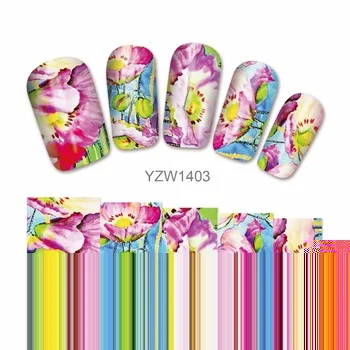 WUF 1 Sheet Watermark Flower Stickers Nail Art Water Transfer Tips Decals Beauty Temporary Tattoos Tools 1403