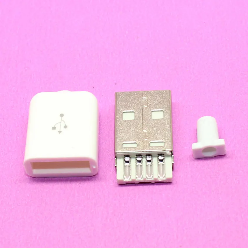 Юйси USB 2.0 Тип разъёма Мужской USB 4 Булавки разъем пайки с белый Пластик Крышка для DIY пользовательские ручной работы