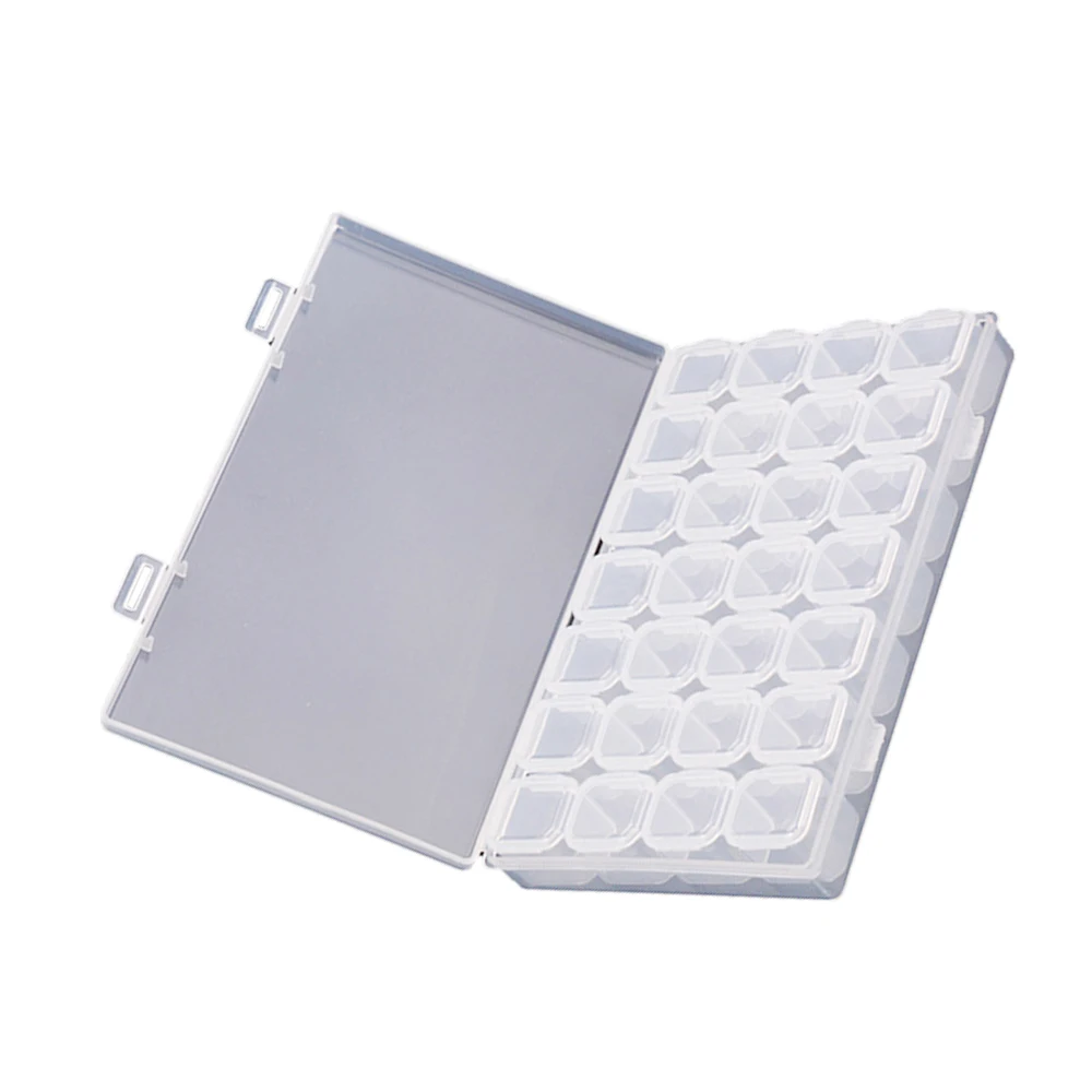 28 Cells Nail Clear Compartments Storage Box Cosmetics Holder Mini Drill Box Empty Storage Container Jewelry Box for Nail Art