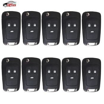 

KEYECU 10Pcs/lot New ReplacementFlip Folding Remote Key Shell Case Fob 3 Button for Chevrolet Cruze Aveo with Uncut Blade HU100